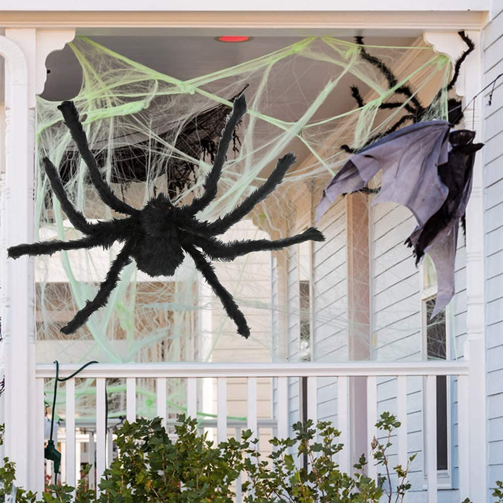 2 Pack Giant Spider for Halloween Decoration, 55 Inch Halloween Spider for Indoor Outdoor Yard Halloween Decoration Fake Spider Scary Furry Spider Props