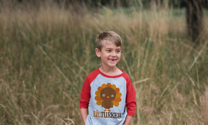 Baby Boy'S Little Turkey Thanksgiving Red Raglan