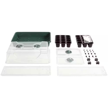 Domed Seed Starting Propagator with Seedling Trays and Height Extender