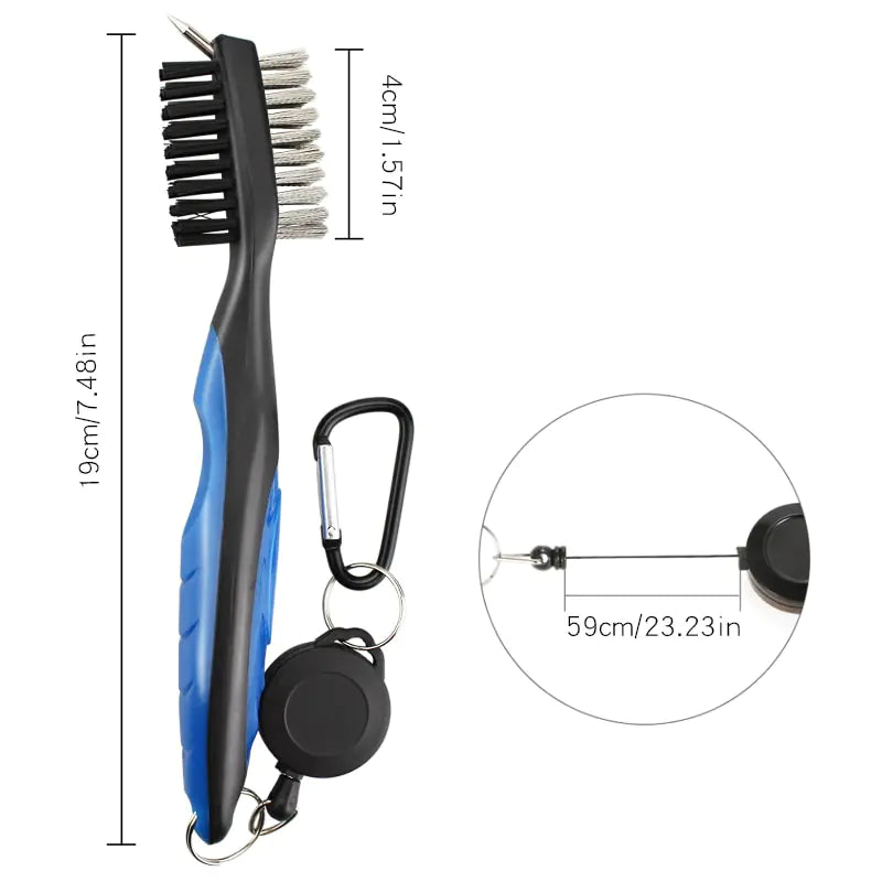 Golf Cleaning Brush For Club With Carabiner Groove Sharpene