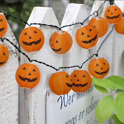 Halloween Pumpkin Lantern String Lights 8.5Ft Halloween String Lights with 10 Smiling Jack O Lantern Pumpkins, Plug in Outdoor Orange Pumpkin Lantern Lights for Halloween Party Holiday Decor