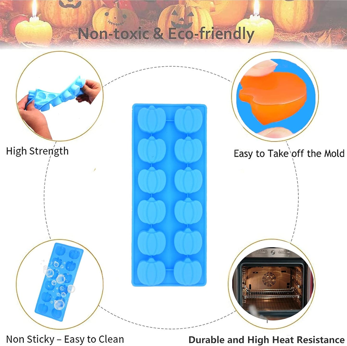 3 Pcs Thanksgiving Molds Mini Silicone Pumpkin Mold Used to Make Thanksgiving Cake Decoration, Thanksgiving Pumpkin Chocolate, Gummies Candy, Christmas Candy (Blue)