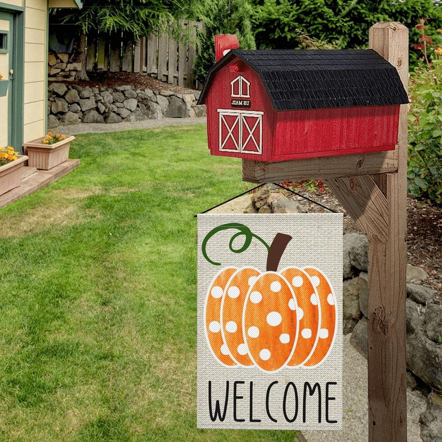 Happy Thanksgiving Garden Flags 12X18 Double Sided Pumpkin Thanksgiving Fall Autumn Yard Flag Signs Thanksgiving Decorations for Home outside inside Farmhouse Porch