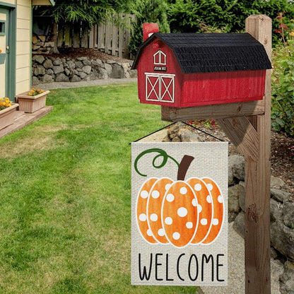 Happy Thanksgiving Garden Flags 12X18 Double Sided Pumpkin Thanksgiving Fall Autumn Yard Flag Signs Thanksgiving Decorations for Home outside inside Farmhouse Porch