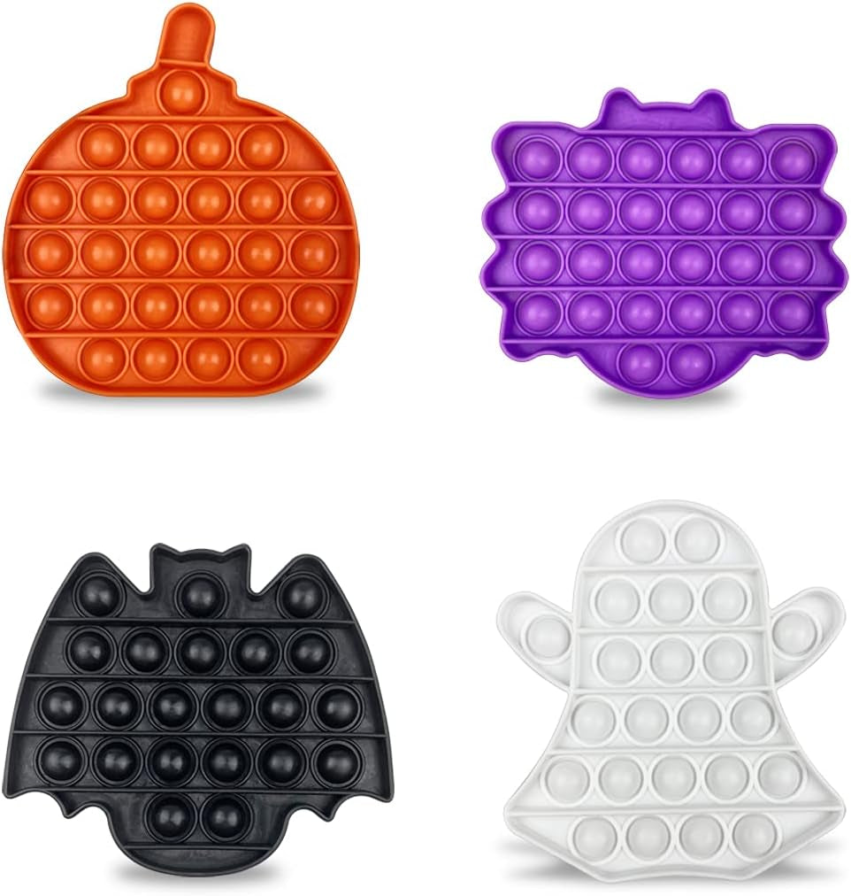 4 Pack Halloween Fidget Sensory Pop Toys Packs for Kids Girls Boys Halloween Party Favors Halloween Treat Bags Gifts Stress Relief