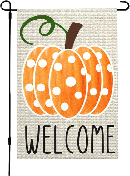 Happy Thanksgiving Garden Flags 12X18 Double Sided Pumpkin Thanksgiving Fall Autumn Yard Flag Signs Thanksgiving Decorations for Home outside inside Farmhouse Porch