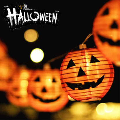 Halloween Pumpkin Lantern String Lights 8.5Ft Halloween String Lights with 10 Smiling Jack O Lantern Pumpkins, Plug in Outdoor Orange Pumpkin Lantern Lights for Halloween Party Holiday Decor