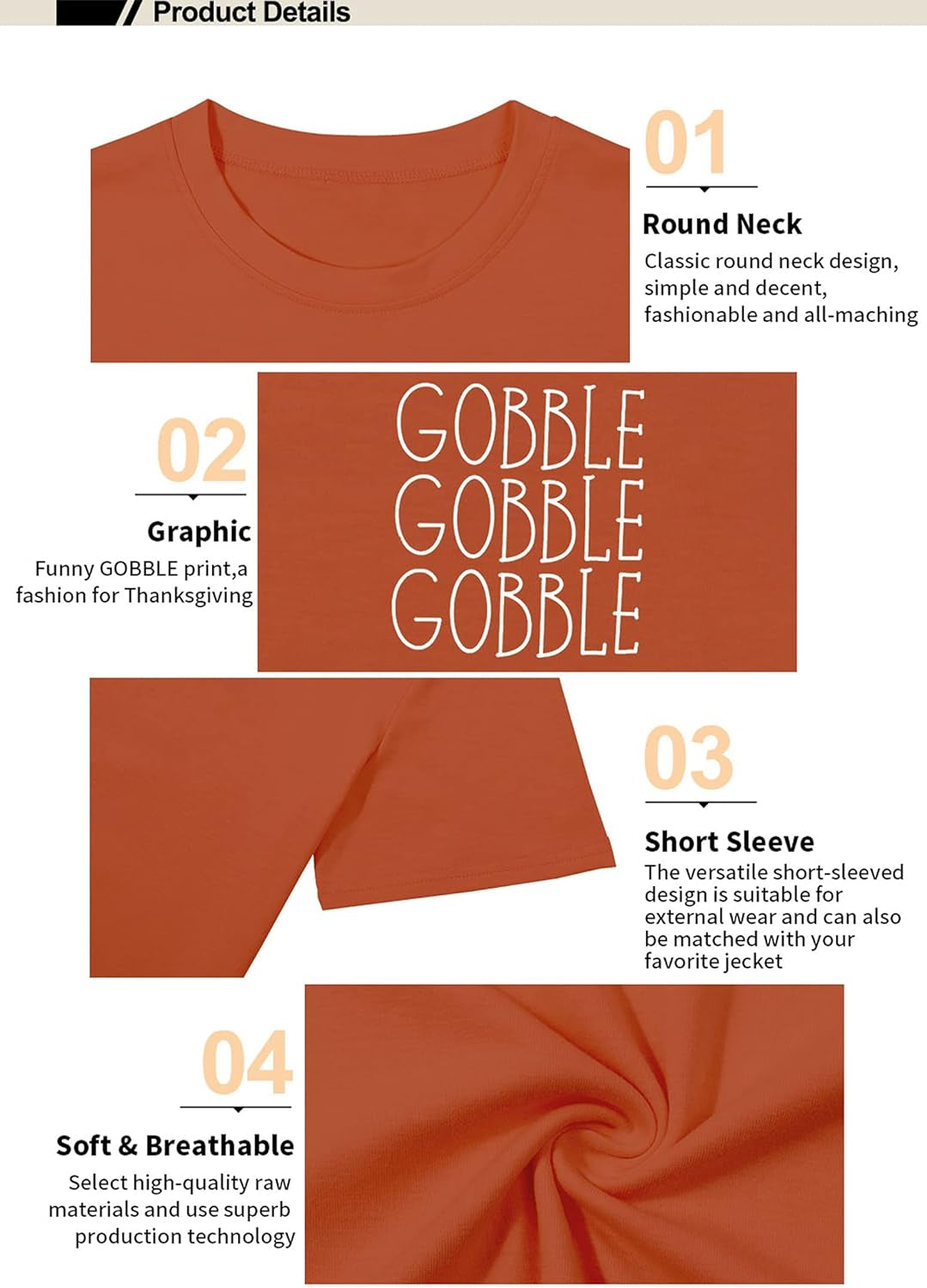 Thanksgiving Shirt for Women Gobble Gobble Short Sleeve Letter Print Funny Graphic Tees Thanksgiving T-Shirts