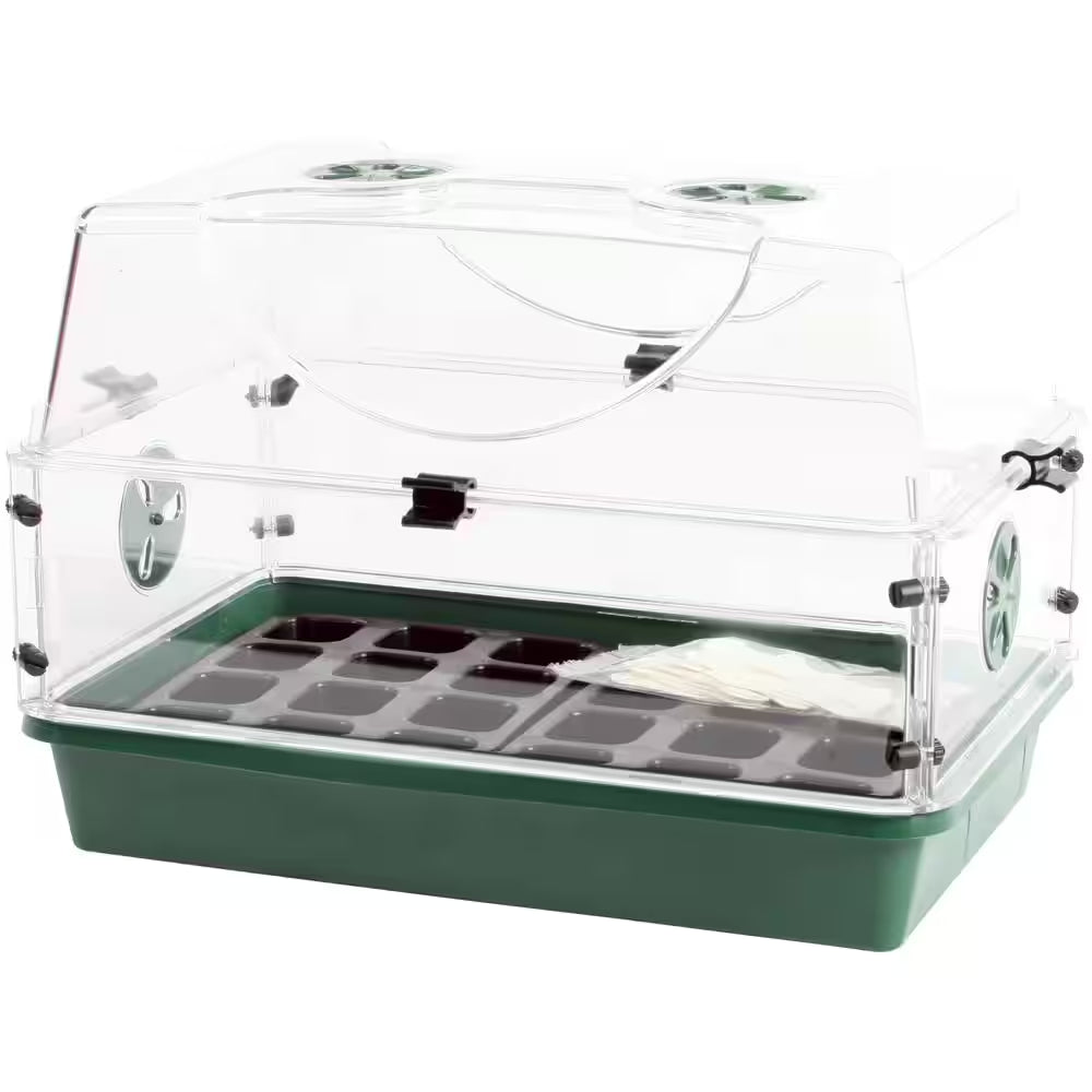 Domed Seed Starting Propagator with Seedling Trays and Height Extender