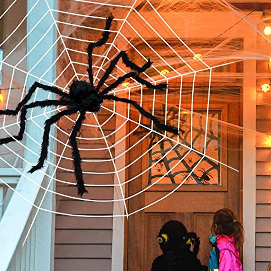 2 Pack Giant Spider for Halloween Decoration, 55 Inch Halloween Spider for Indoor Outdoor Yard Halloween Decoration Fake Spider Scary Furry Spider Props