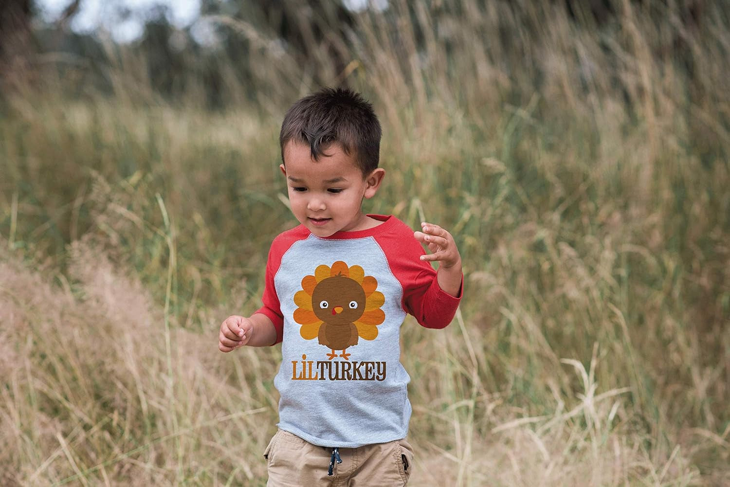 Baby Boy'S Little Turkey Thanksgiving Red Raglan