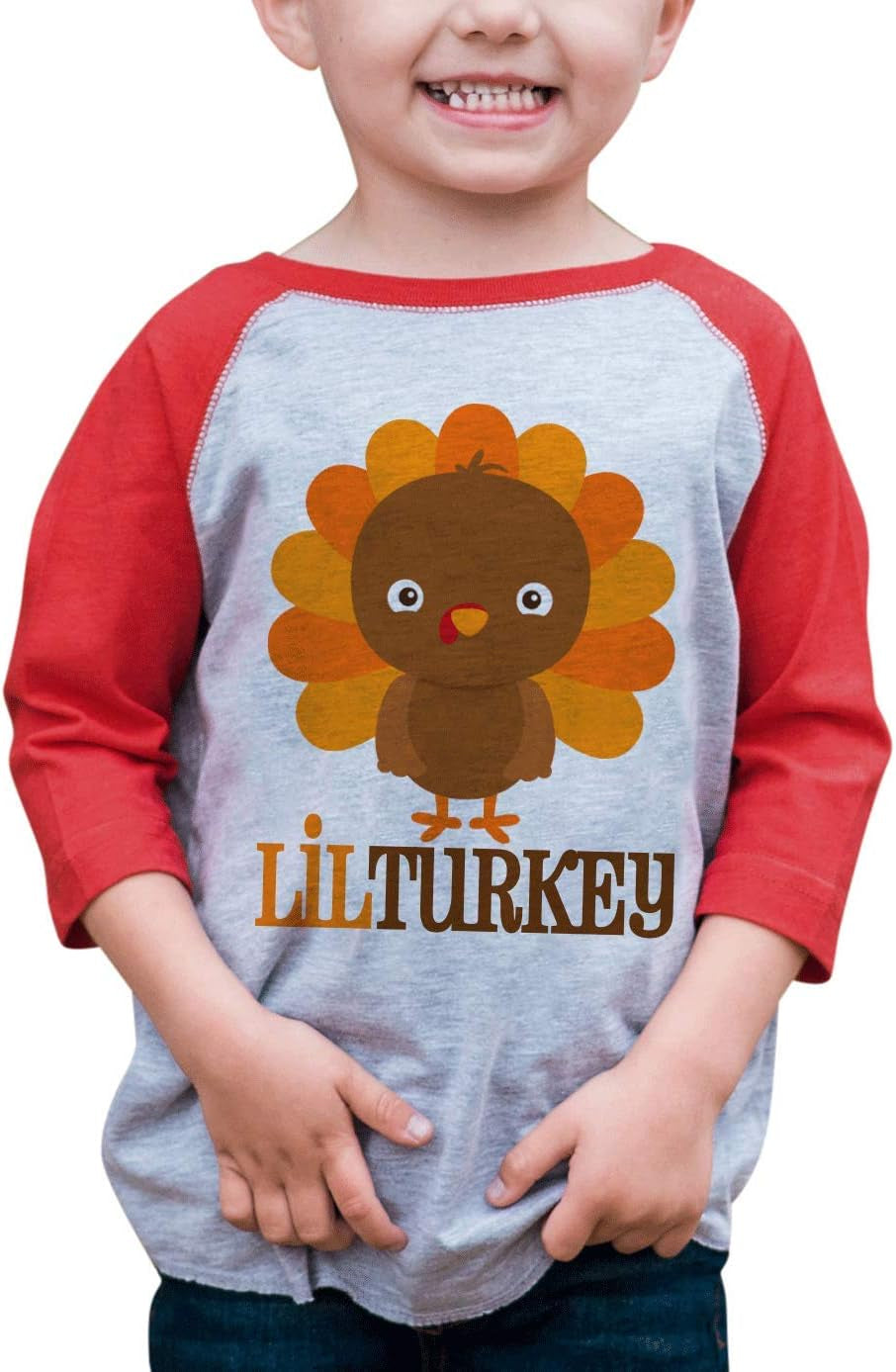 Baby Boy'S Little Turkey Thanksgiving Red Raglan