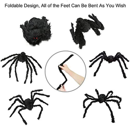 2 Pack Giant Spider for Halloween Decoration, 55 Inch Halloween Spider for Indoor Outdoor Yard Halloween Decoration Fake Spider Scary Furry Spider Props