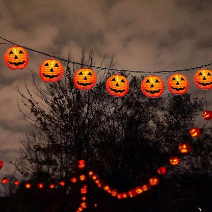 Halloween Pumpkin Lantern String Lights 8.5Ft Halloween String Lights with 10 Smiling Jack O Lantern Pumpkins, Plug in Outdoor Orange Pumpkin Lantern Lights for Halloween Party Holiday Decor